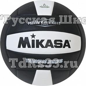 Мяч волейб. трен. "MIKASA MGV500-WBK", р.5, утяжеленный - вес 445-465 г, синт.кожа (ПУ), 18 панелей, бутиловая камера, нейлоновый корд, клееный, бело-черный