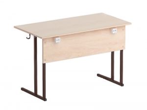 Стол лабораторный с 2 розетками, прямоугольная труба, пластиковая столешница (ст. Клён, мк. Коричневый)